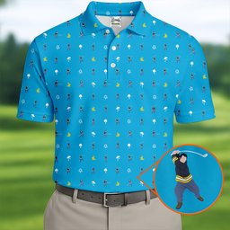 30th Anniversary Sport Movie Character Blue Golf Shirt - 3D Shirt