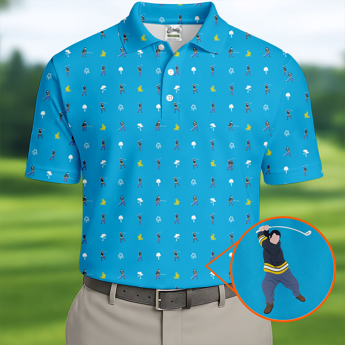 30th Anniversary Sport Movie Character Blue Golf Shirt - 3D Shirt