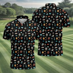 30th Anniversary Sport Movie Character Black Golf Shirt - 3D Shirt (View 5)