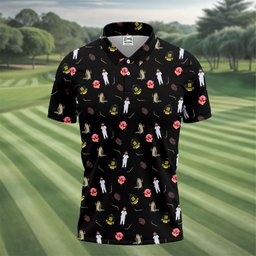 Sport Movie Character Funny Aligator Clown Head Black Golf Shirt - 3D Shirt (View 2)