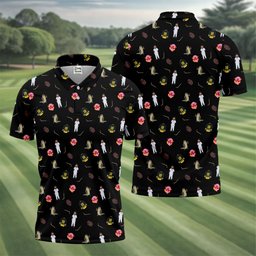 Sport Movie Character Funny Aligator Clown Head Black Golf Shirt - 3D Shirt (View 3)