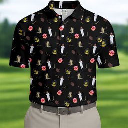 Sport Movie Character Funny Aligator Clown Head Black Golf Shirt - 3D Shirt