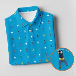 30th Anniversary Sport Movie Character Blue Golf Shirt - 3D Shirt (View 5)