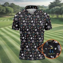 30th Anniversary Sport Movie Character Iconic Moments Black Golf Shirt - 3D Shirt (View 2)