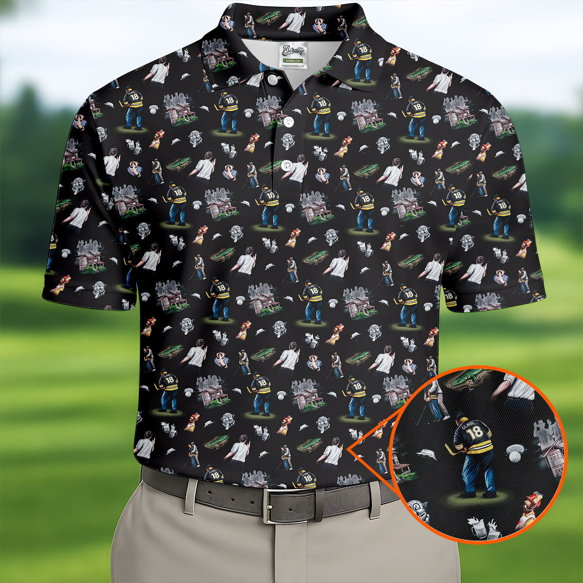 30th Anniversary Sport Movie Character Iconic Moments Black Golf Shirt - 3D Shirt