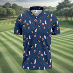 Sport Movie Character Funny Aligator Clown Head Navy Golf Shirt - 3D Shirt (View 2)
