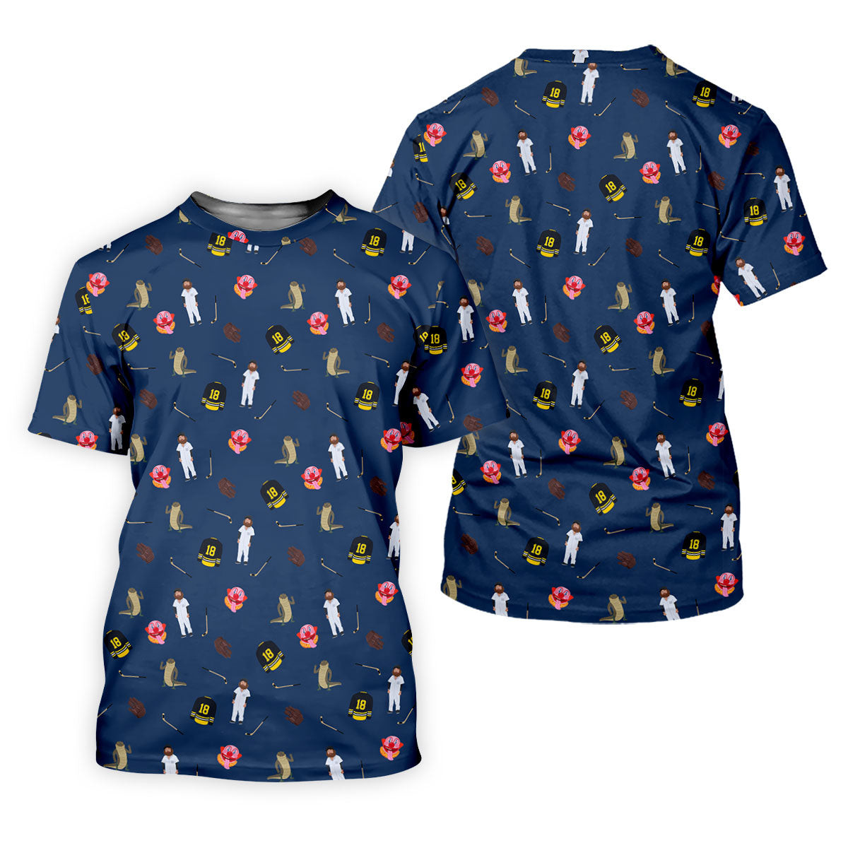 Sport Movie Character Funny Aligator Clown Head Navy Golf Shirt - 3D Shirt (View 5)