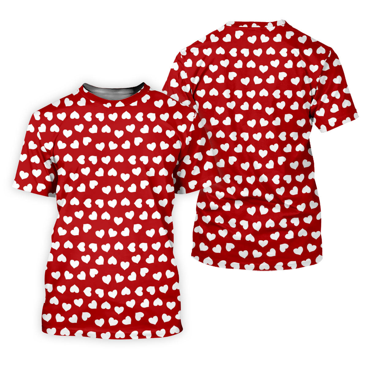 White And Red Heart Pattern Women's Golf Tops - 3D Shirt (View 10)