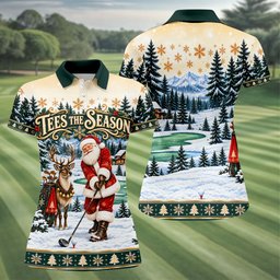 Tees The Season Santa Christmas Golf Shirt, Womens Golf Apparel, Womens Golf Clothing