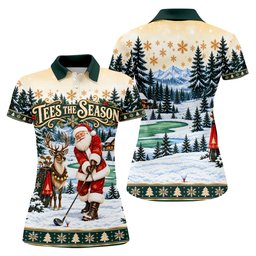 Tees The Season Santa Christmas Golf Shirt, Womens Golf Apparel, Womens Golf Clothing