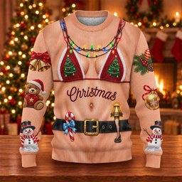 Tree Bikini Lights Ugly Christmas Sweater, Christmas Gifts, Christmas Sweater Gift