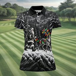 Santa Reindeer Lights Christmas Golf Shirt, Golf Gifts For Women, Womens Golf Shirts