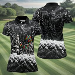 Santa Reindeer Lights Christmas Golf Shirt, Golf Gifts For Women, Womens Golf Shirts