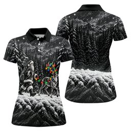 Santa Reindeer Lights Christmas Golf Shirt, Golf Gifts For Women, Womens Golf Shirts