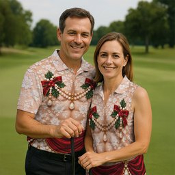 White Lace Pearls Christmas Golf Shirt, Funny Mens Golf Shirts, Golf Shirts For Men