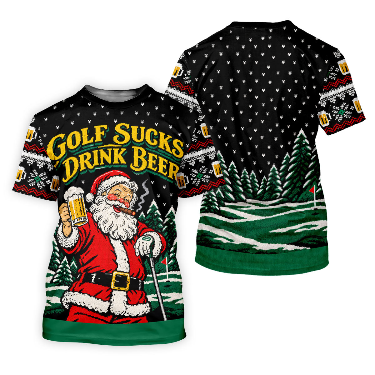Golf Sucks Drink Beer Santa Christmas Golf Shirt, Womens Golf Tops, Ladies Golf Tops