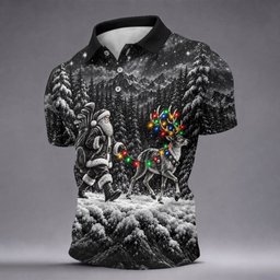 Santa Reindeer Lights Christmas Golf Shirt, Golf Polo For Men, Funny Mens Golf Shirts