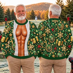 Green Muscle Santa Ugly Christmas Sweater, Christmas Gifts, Funny Christmas Outfit