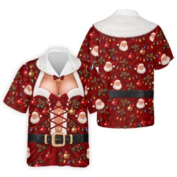 Santa Print Lace Up Corset Christmas Golf Shirt, Golf Gifts For Men, Mens Golf Polo