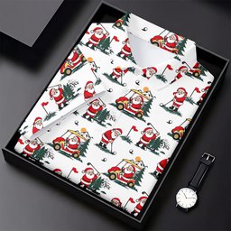 Santa Golf Cart Pattern Christmas Golf Shirt, Golf Shirts For Women, Womens Golf Tops