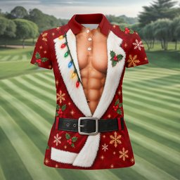Red Muscle Santa Robe Christmas Golf Shirt, Golf Gifts For Women, Womens Golf Tops