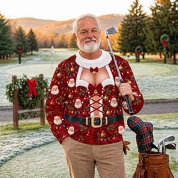 Santa Lace Up Corset Ugly Christmas Sweater, Christmas Golf Gift, Golf Lover Gifts