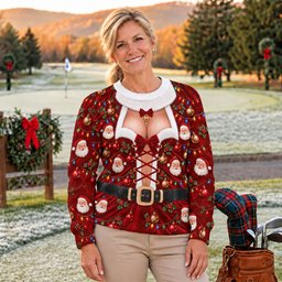 Santa Lace Up Corset Ugly Christmas Sweater, Christmas Golf Gift, Golf Lover Gifts
