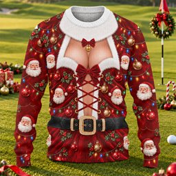Santa Lace Up Corset Ugly Christmas Sweater, Christmas Golf Gift, Golf Lover Gifts