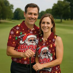 Better Not Putt Santa Christmas Golf Shirt, Funny Mens Golf Shirts, Mens Golf Apparel