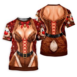 Reindeer Fur Lace Corset Christmas Golf Shirt, Golf Shirts For Men, Mens Golf Polo