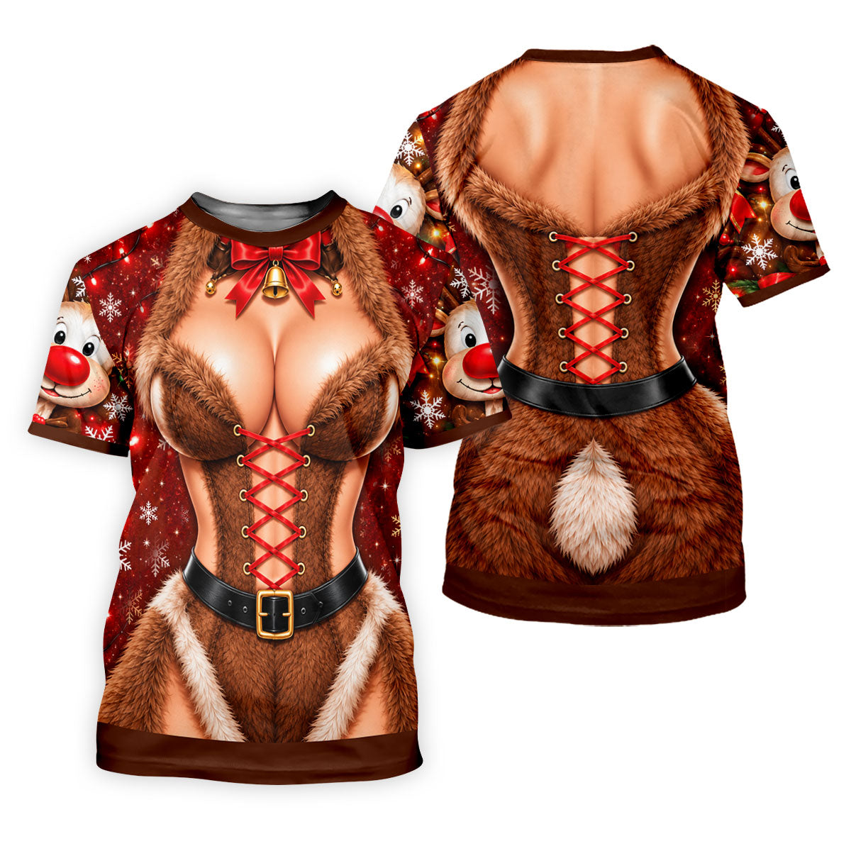 Reindeer Fur Lace Corset Christmas Golf Shirt, Golf Shirts For Men, Mens Golf Polo
