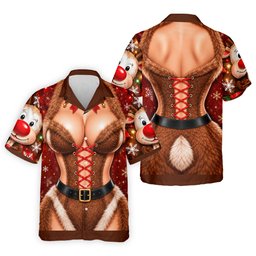 Reindeer Fur Lace Corset Christmas Golf Shirt, Golf Shirts For Men, Mens Golf Polo