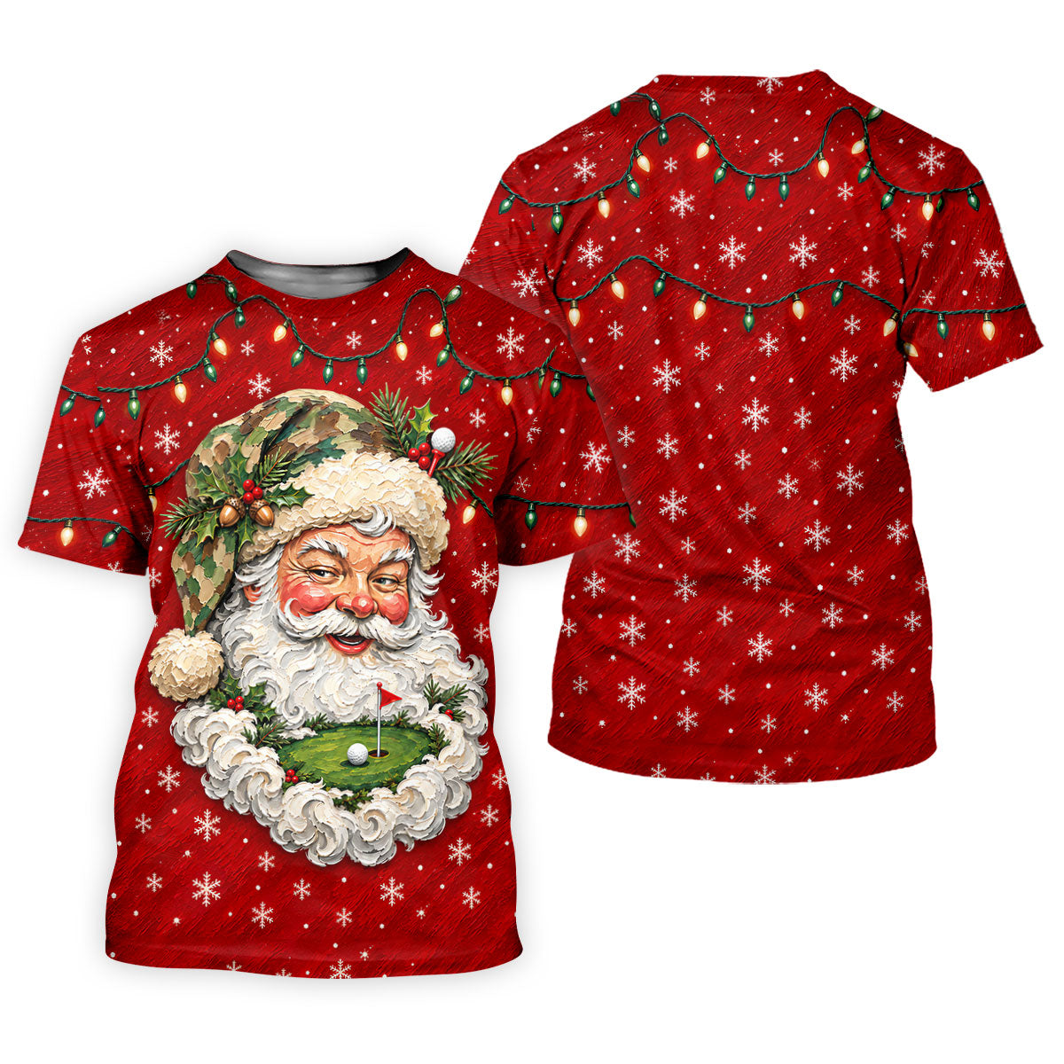 Camo Hat Santa Face Christmas Golf Shirt, Womens Golf Clothing, Golf Shirts For Women
