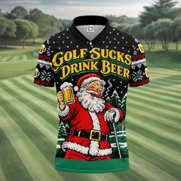 Golf Sucks Drink Beer Santa Christmas Golf Shirt, Mens Golf Polo, Golf Shirts For Men