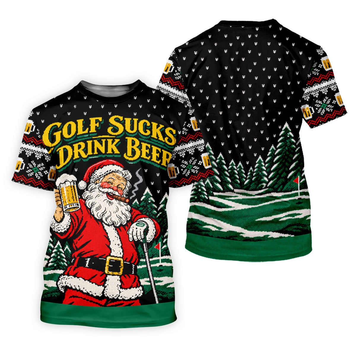Golf Sucks Drink Beer Santa Christmas Golf Shirt, Mens Golf Polo, Golf Shirts For Men