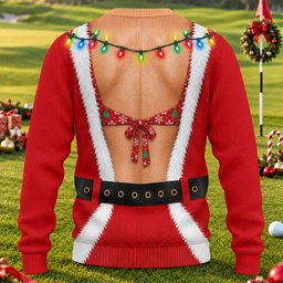 Santa Coat Bikini Ugly Christmas Sweater, Christmas Sweater Gift, Golf Lover Gifts