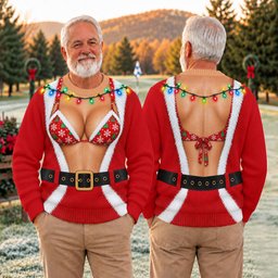 Santa Coat Bikini Ugly Christmas Sweater, Christmas Sweater Gift, Golf Lover Gifts