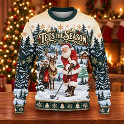 Tees The Season Santa Ugly Christmas Sweater, Funny Xmas Gift, Funny Holiday Sweater