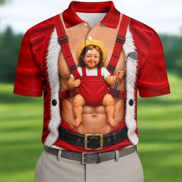 Santa Abs Baby Carrier Christmas Golf Shirt, Mens Golf Clothing, Golf Shirts For Men