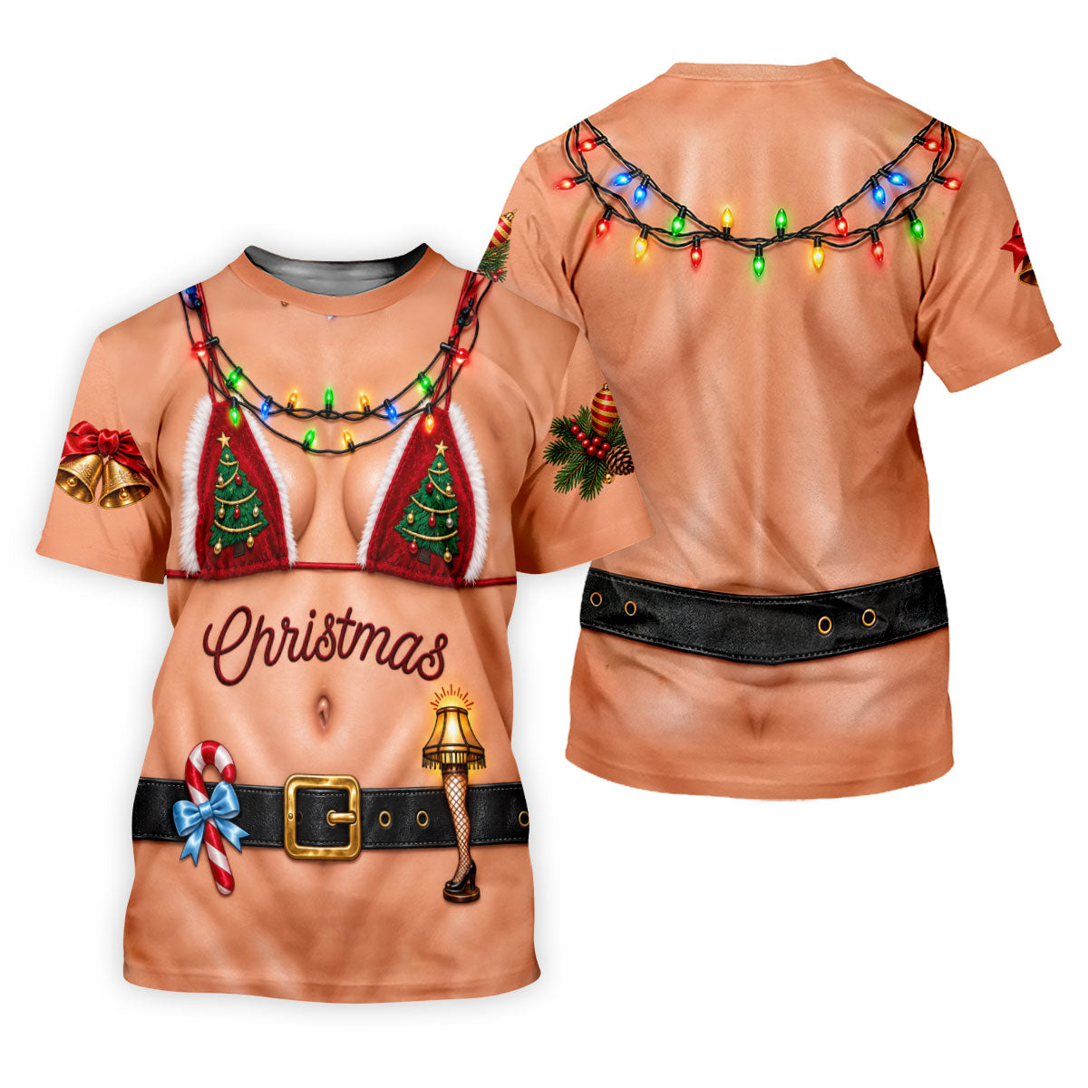 Xmas Tree Bikini Lights Christmas Golf Shirt, Ladies Golf Tops, Womens Golf Shirts