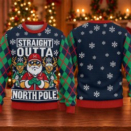 Straight Outta North Pole Ugly Christmas Sweater, Christmas Gifts, Golf Lover Gifts