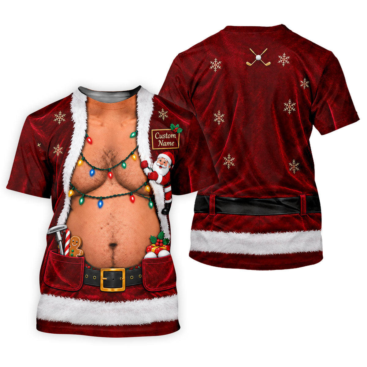 Custom Name Santa Suit Christmas Golf Shirt, Golf Gifts For Women, Ladies Golf Tops