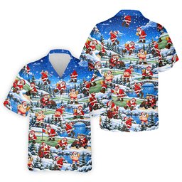 Snowy Santa Golf Pattern Christmas Golf Shirt, Funny Mens Golf Shirts, Mens Golf Polo