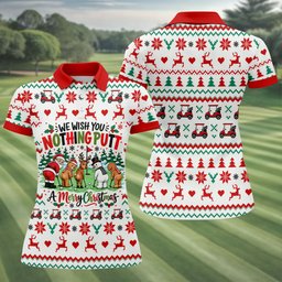 We Wish You Nothing Putt Christmas Golf Shirt, Womens Golf Clothing, Ladies Golf Tops