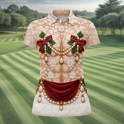 White Lace Pearls Christmas Golf Shirt, Golf Shirts For Women, Womens Golf Clothing