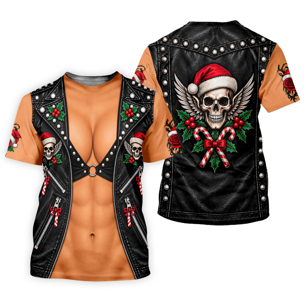 Santa Skull Biker Christmas Golf Shirt, Golf Gifts For Women, Golf Shirts For Women
