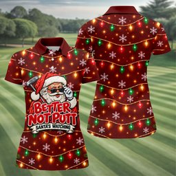 Better Not Putt Santa Christmas Golf Shirt, Golf Shirts For Women, Ladies Golf Shirts