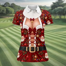Santa Print Lace Up Corset Christmas Golf Shirt, Ladies Golf Tops, Womens Golf Tops