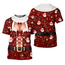 Santa Print Lace Up Corset Christmas Golf Shirt, Ladies Golf Tops, Womens Golf Tops