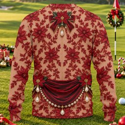 Red Poinsettia Pearls Ugly Christmas Sweater, Christmas Gifts, Christmas Golf Gift